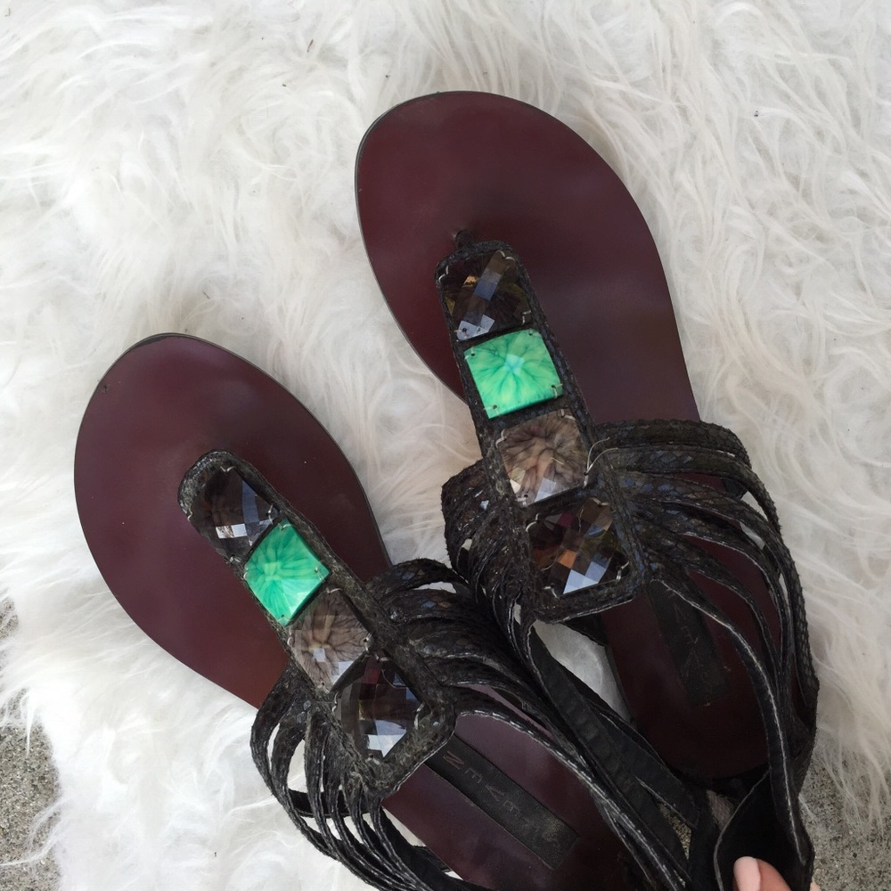 Steve Madden Black Turquoise Embellished Sandal